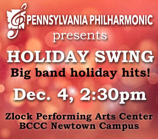 The Pennsylvania Philharmonic Big Band lights up the stage for this joyous performance! Swing your way into the holiday spirit with popular big band hits and holiday favorites.
You'll be dancing in your seat as select members of our orchestra plus special guest artists serenade you with holiday favorites like White Christmas, Sleigh Ride, and A Charlie Brown Christmas, and swing era hits like In the Mood, It Don't Mean a Thing (If It Ain't Got That Swing), and Duke Ellington's Nutcracker .